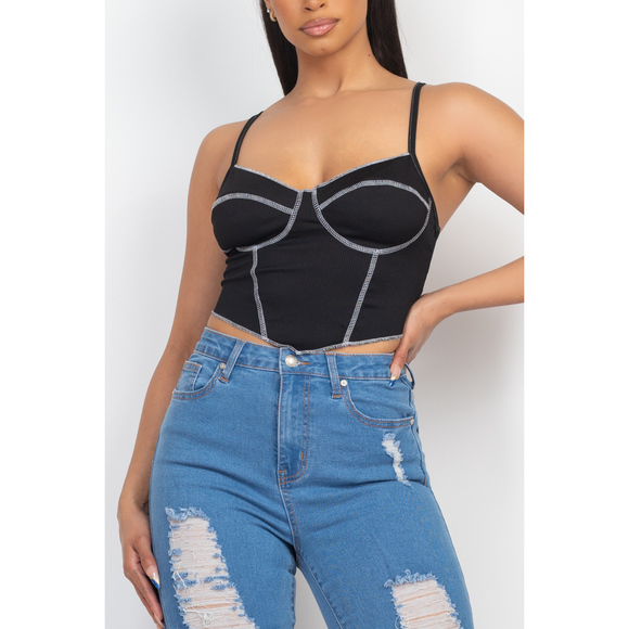 Bustier Sleeveless Ribbed Top - Picture 2 of 7